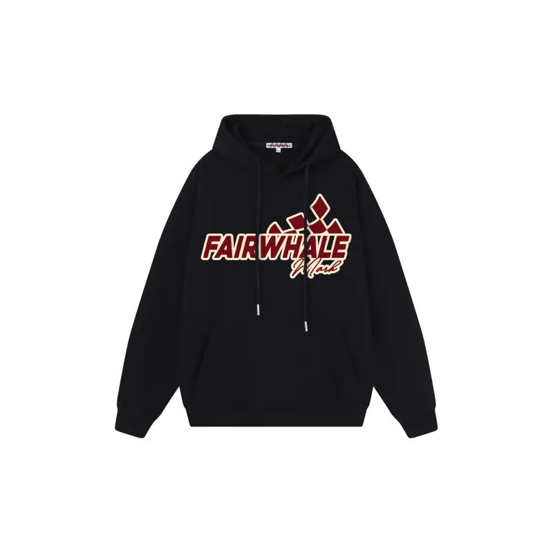 FAIRWHALE Letter Print Loose Fit Pullover Drop Shoulder Hoodie Unisex-18