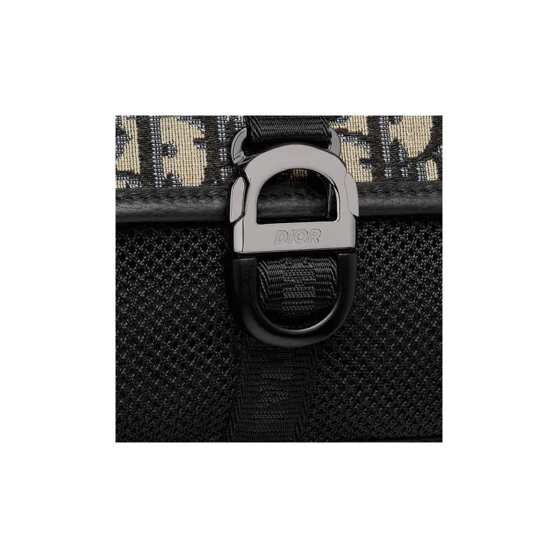 DIOR Aqua Oblique Print Shoulder Bag, Crossbody Bag Mini Unisex Beige & Black-5