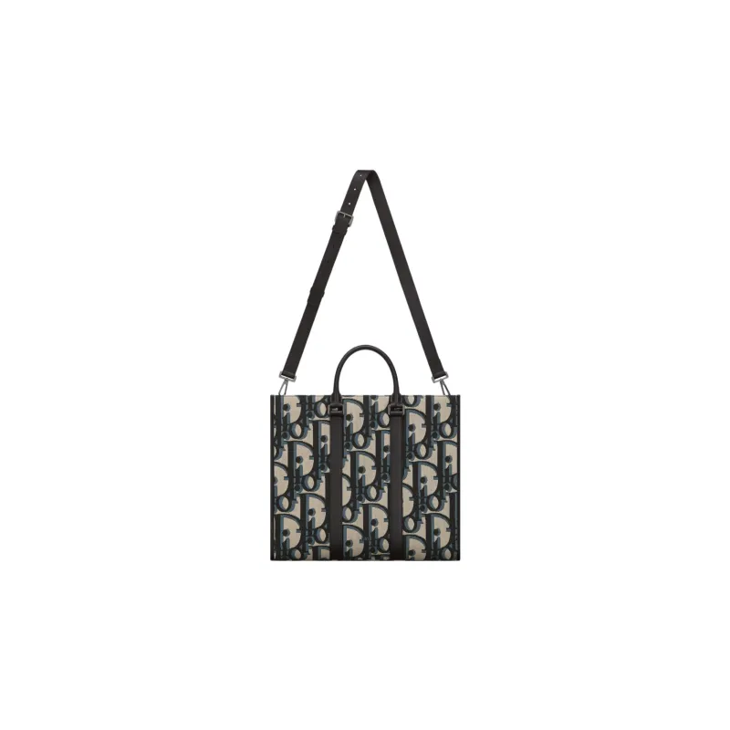 DIOR Oblique Print Shoulder Bag Crossbody Bag Handbag Men's Beige & Black-1