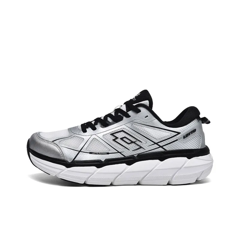 LOTTO Running Shoes Men Low Top Black/White Silver/Grayish Green/Beige Yellow-0