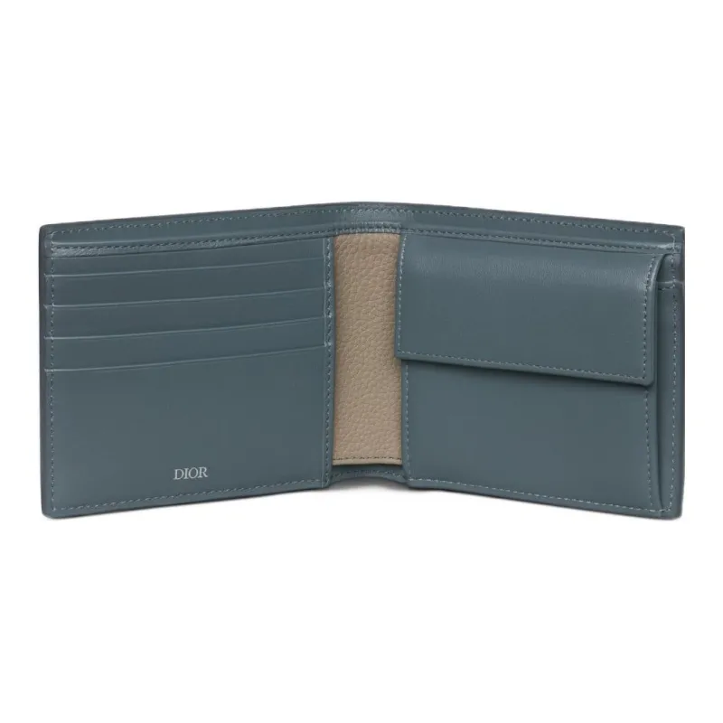 DIOR Grained Calfskin Wallet Regular Women's Brown & Dark Gray-3