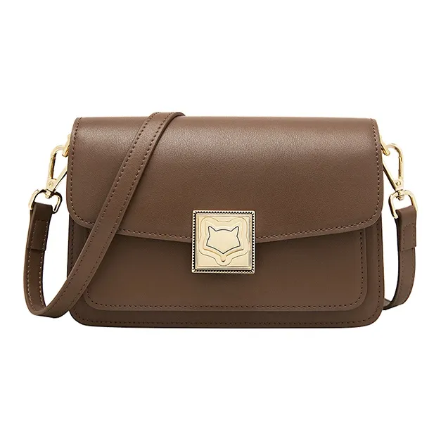 FOXER Cow Leather Small Square Bag Shoulder Bag Small Size Women's Black/Coffee-1