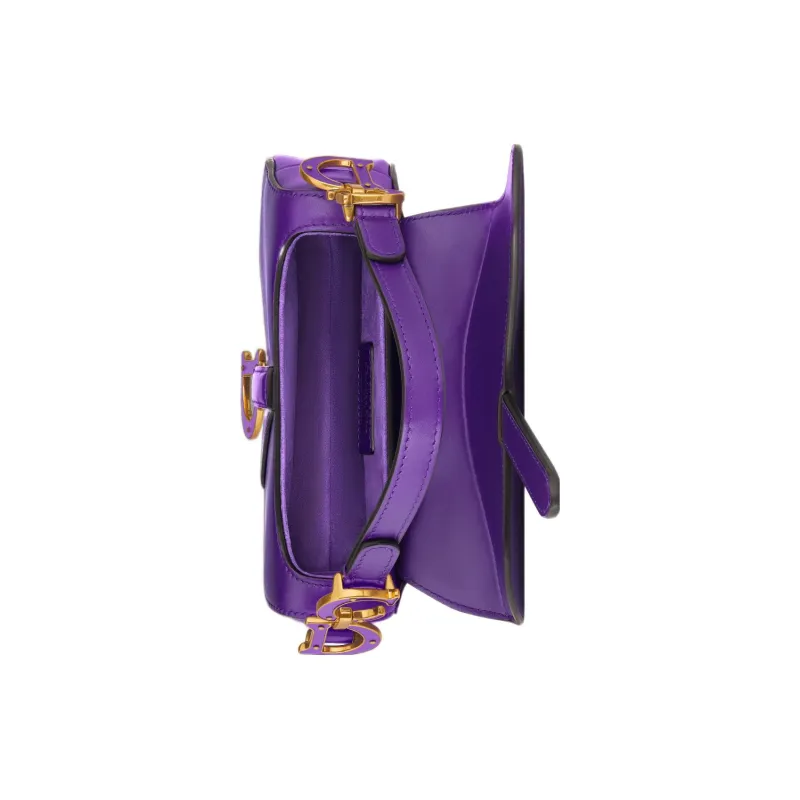 DIOR Smooth Calf Leather Saddle Bag Shoulder Bag Crossbody Bag Handbag Mini Women's Purple-4