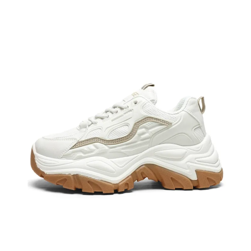 Mulinsen Low Top Chunky Sneakers 6cm Women's White Beige-0