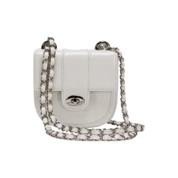 CARDINAL RED Cow Leather Saddle Bag Crossbody Bag Regular Women's White