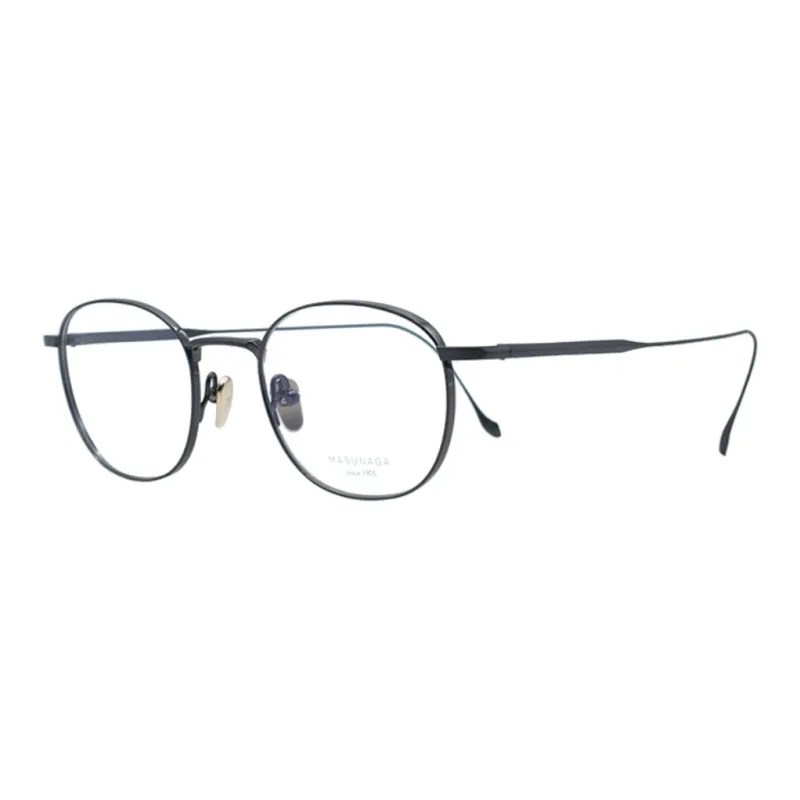 MASUNAGA Titanium Irregular Shape Eyeglass Frames Unisex Gothic Black-0