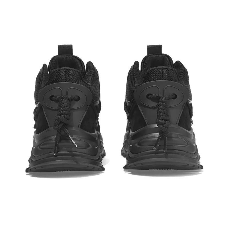 Masongarments Shark Tooth No. 2 Height Increasing Wear-Resistant Mid-Top Chunky Sneakers Unisex Obsidian Black-4
