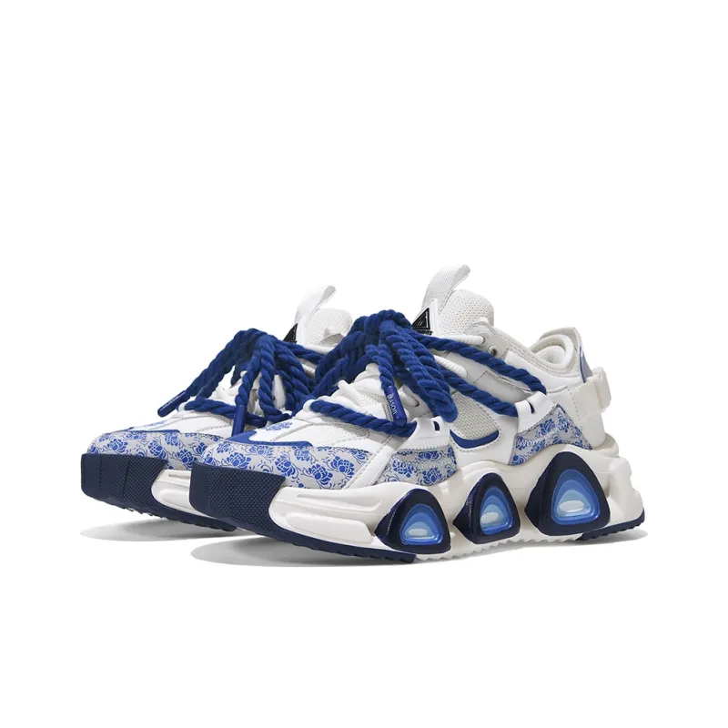 Masongarments Storm 1 Height Increasing Wear-Resistant Low-Top Chunky Sneakers Unisex Blue And White Porcelain-3