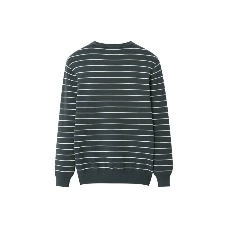 HLA Knitwear Men Dark Gray Stripes B7-1