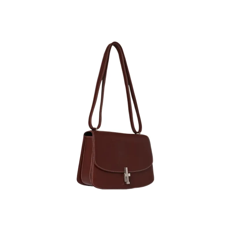 THE ROW Sofia 8.75 Smooth Calf Leather Crossbody Bag Shoulder Bag Women's Cherry Wood Color-1