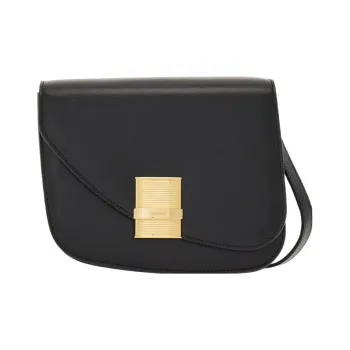 FERRAGAMO Zebra Print Calfskin Shoulder Bag, Crossbody Bag Trumpets Women's Black