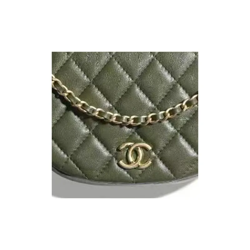 CHANEL 22K Autumn And Winter Sheepskin One Shoulder Crossbody Clutch Regular Women's Olive Green-1