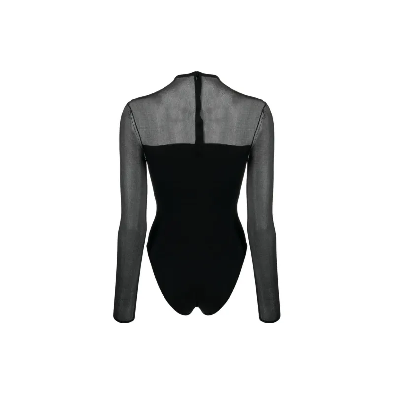 Nensi Dojaka Semi-Sheer Panelled High-Neck Bodysuit-1