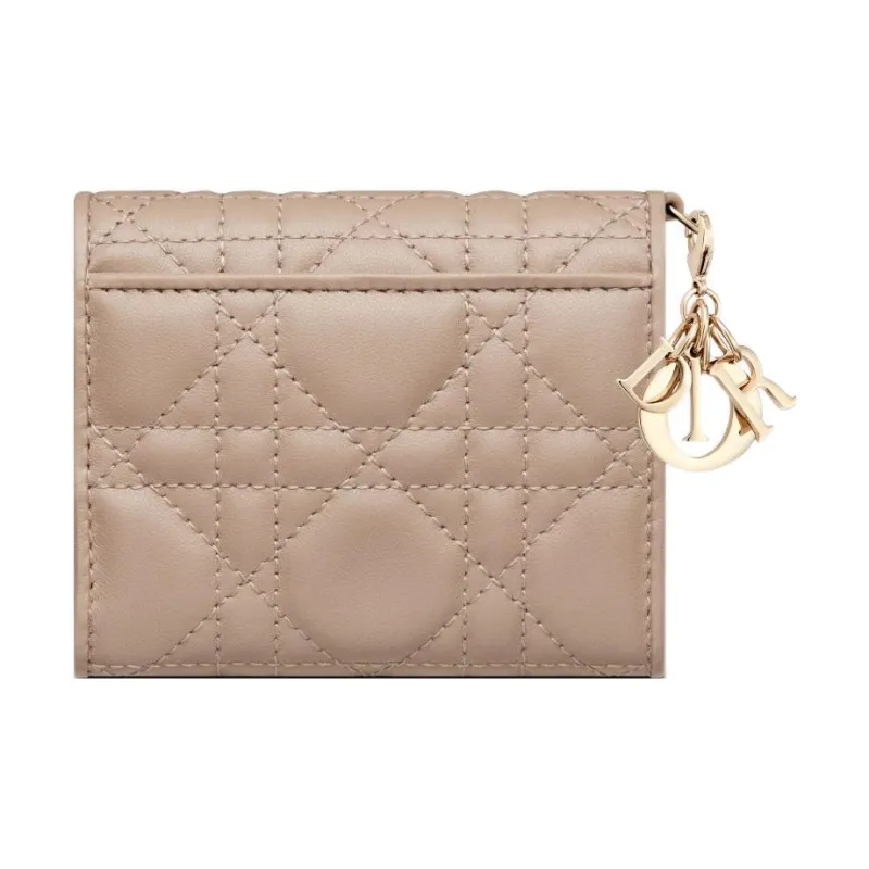 DIOR Lady Dior Soft Lambskin Clutches Card Holder Wallet Women's Hazelnut Brown-2