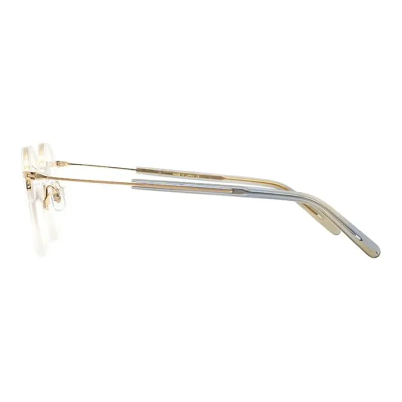 MASUNAGA Titanium Irregular Shape Eyeglass Frames Unisex Transparent Frame Gold Stand-2