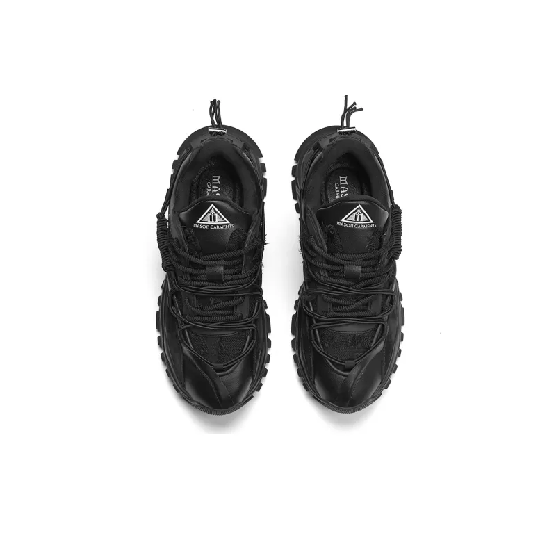 Masongarments Shark Tooth No. 1 Height Increasing Wear-Resistant Low-Top Chunky Sneakers Unisex Moon Ink Black-4