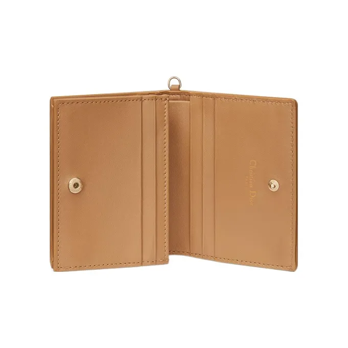 DIOR Sheepskin Wallet Mini Women's Brown-4