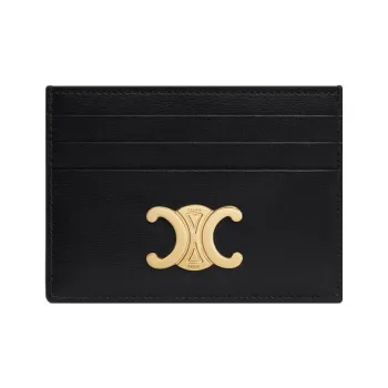 CELINE Triomphe Shiny Calfskin Card Holder Regular Women's Black
