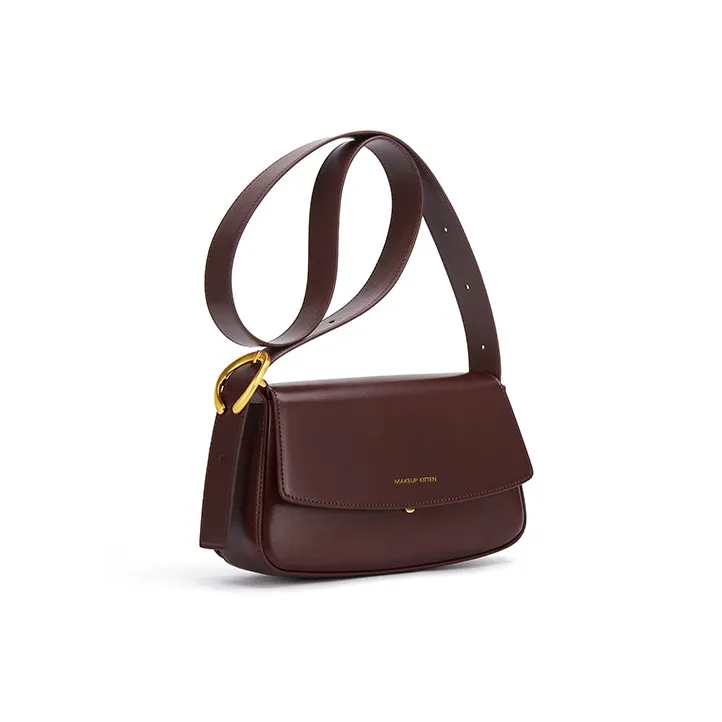 MAKEUP KITTEN Cow Leather Baguette Bag Shoulder Bag Regular Women's Burgundy-2