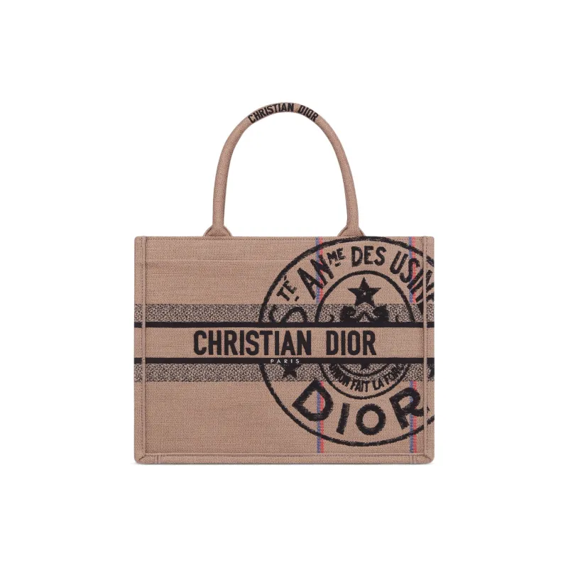 DIOR BookTote Hemp With Canvas Tote Bag, Shopping Bag, Canvas Bag, Handbag Medium Size Women's Pink-0