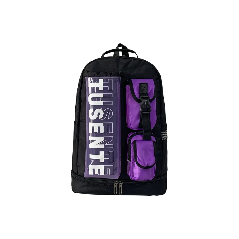 Deli Bear Oxford Backpack Large Size Unisex Black & Orange/Black & Green/Black & Purple/Gray & Orange Multicolor-2