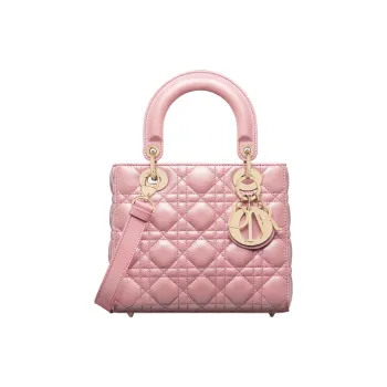 DIOR Lady Dior Pearlescent Lambskin Lady Dior Bag, Shoulder Bag, Crossbody Bag, Handbag Trumpets Women's Peach Pink