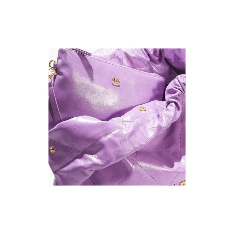 CHANEL 22Bag Cow Leather Tote Bag, Shopping Bag, Handbag, Shoulder Bag Trumpets Women's Purple-2