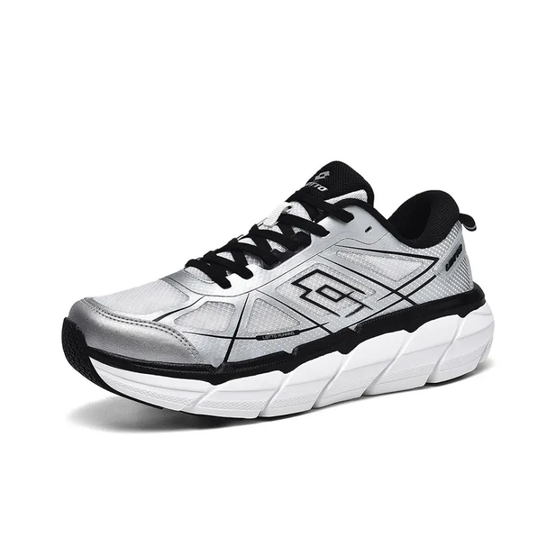 LOTTO Running Shoes Men Low Top Black/White Silver/Grayish Green/Beige Yellow-1