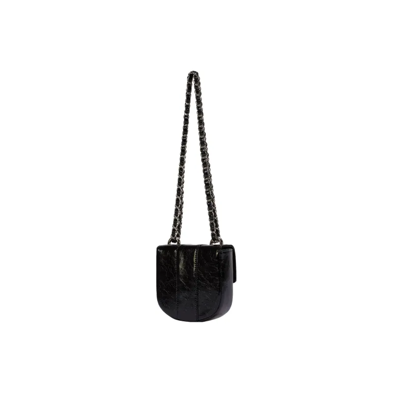 CARDINAL RED Cow Leather Saddle Bag Crossbody Bag Regular Women's Black-3
