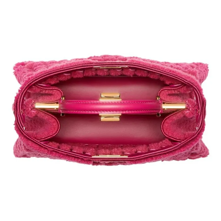 FENDI Peekaboo ISeeU Sheepskin Shoulder Bag Crossbody Bag Handbag Small Size Women's Pink-3