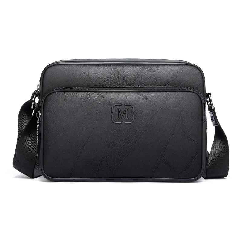 FAIRWHALE PU Crossbody Bag Messenger Bag Unisex Black Blue-0