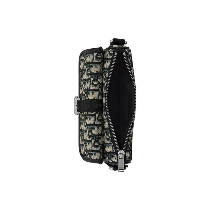 DIOR Aqua Oblique Print Shoulder Bag, Crossbody Bag Mini Unisex Beige & Black-4