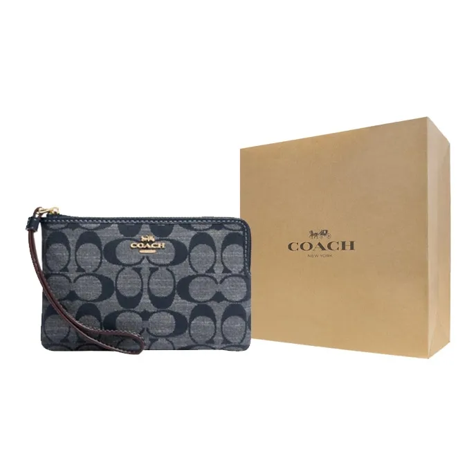 COACH Nolita Fabric Wrist Bags Clutches Small Size Women's Denim Blue-6