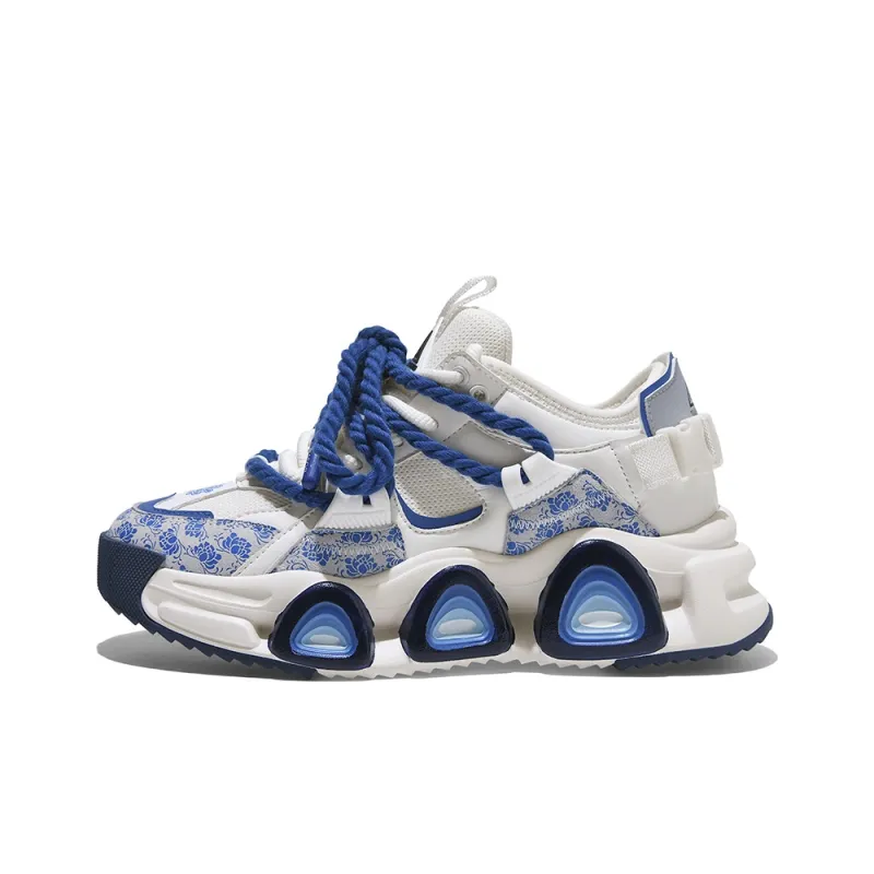Masongarments Storm 1 Height Increasing Wear-Resistant Low-Top Chunky Sneakers Unisex Blue And White Porcelain-1