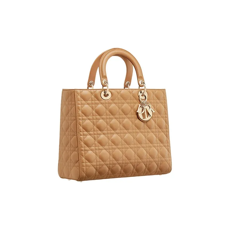 DIOR Lady Dior Lambskin Shoulder Bag Crossbody Bag Handbag Large Size Women's Medium Brown-1