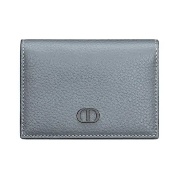 DIOR Grained Calfskin Business Card Holder Zero Wallet Card Holder Men's Gray