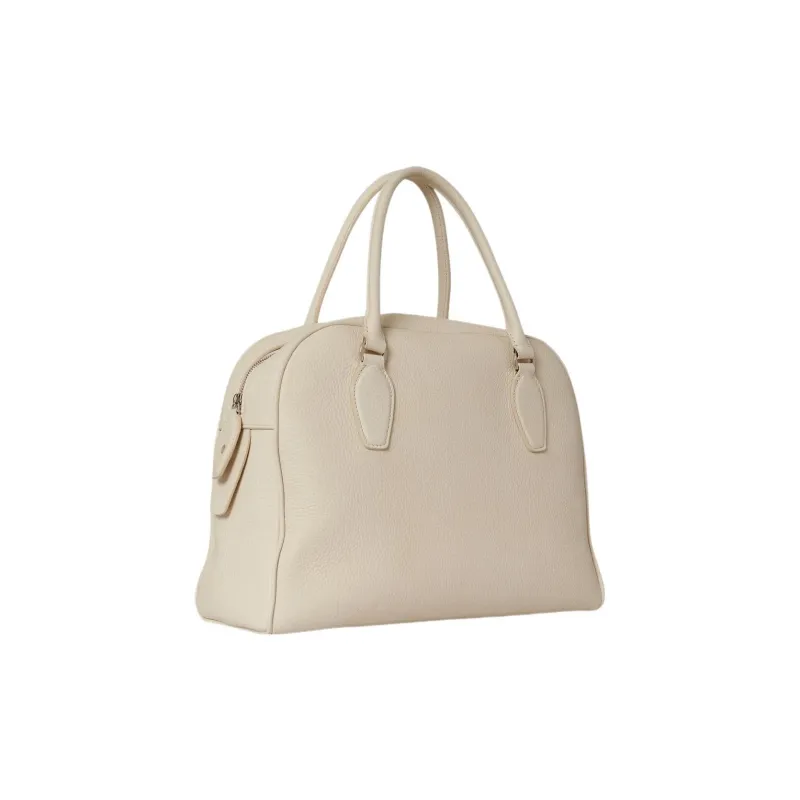 THE ROW Soft Grain Deer Leather Bowling Bag, Handbag Regular Women's Ivory White-1