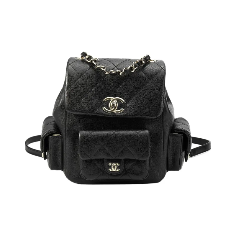 CHANEL Duma Grain Cow Leather Explosive Package Shape Backpack Tubas Unisex Black-0