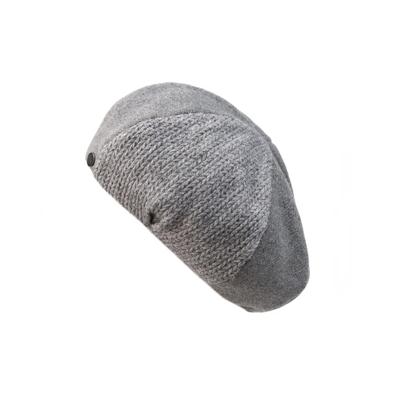 MARJAKURKI Blend Beret Shopping Bag Atmosphere Advanced Ash Gray Square Round Face Big Head Circumference Women's-1