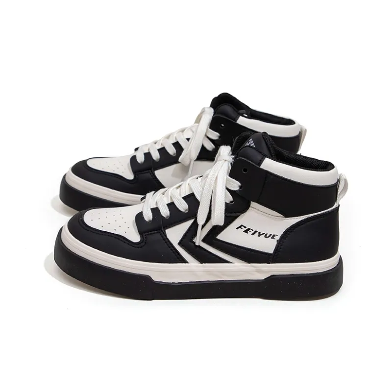 Feiyue Wear-resistant And Lightweight High-Top Skateboard Shoes Women's Black Beige-3
