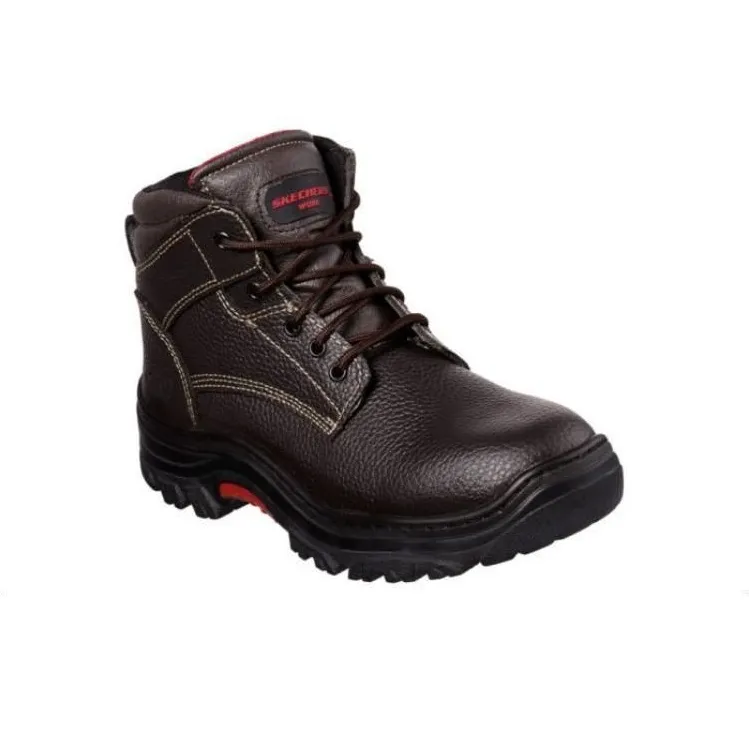 Skechers Work Relaxed Fit：Burgin Cushioning Wear-Resistant High-Top Outdoor Shoes Men's Brown Black-1