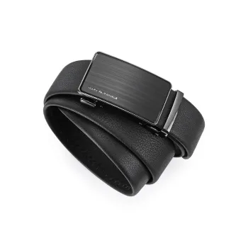 FAIRWHALE Stamped LOOG Brand Letter Automatic Buckle Cow Leather Belts Men's Width 3.5CM