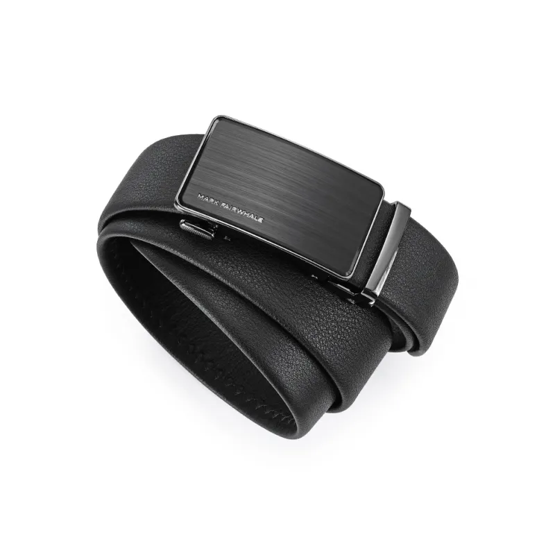 FAIRWHALE Stamped LOOG Brand Letter Automatic Buckle Cow Leather Belts Men's Width 3.5CM-0
