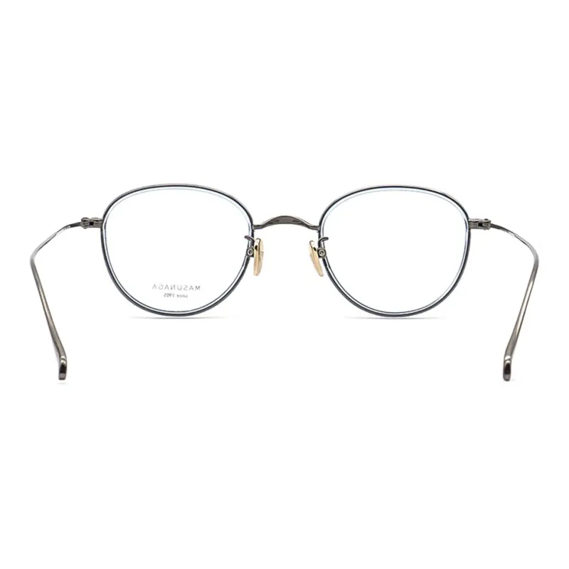 MASUNAGA Plate Frame Titanium Irregular Shape Eyeglass Frames Unisex Multicolor-5