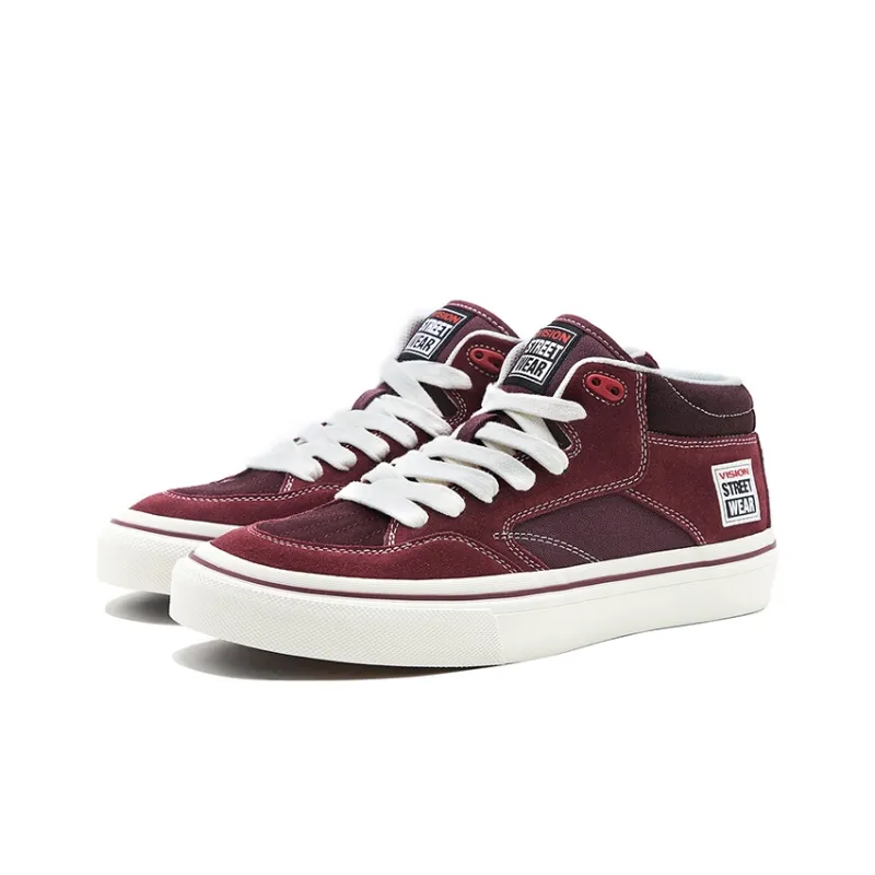 Vision Street Wear Concave Mid Top Skateboard Shoes Unisex Bordeaux Red-2