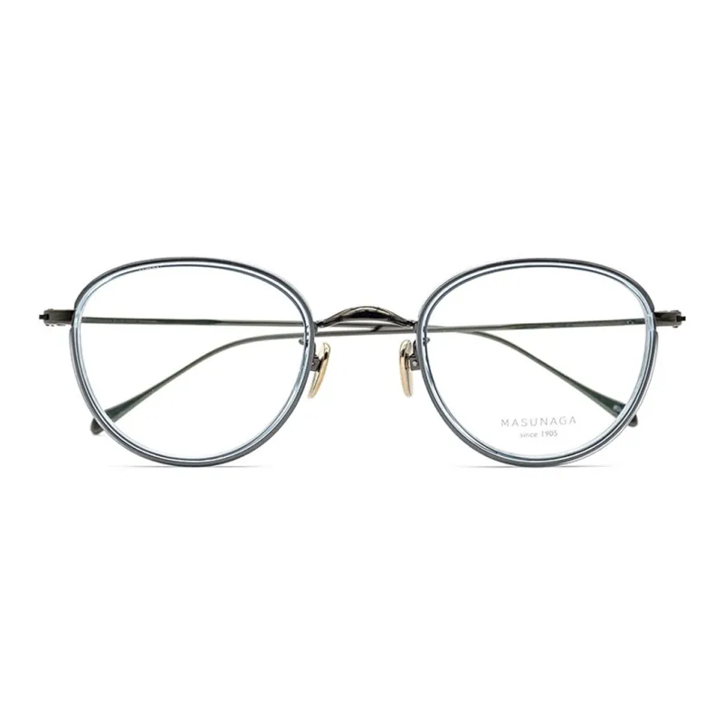 MASUNAGA Plate Frame Titanium Irregular Shape Eyeglass Frames Unisex Multicolor-4
