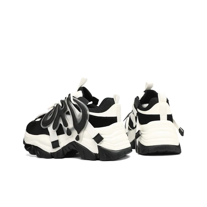 ORD Panda Collection Anti-Slip Wear-Resistant Breathable Lightweight Low-Top Chunky Sneakers Unisex Black White 6cm-2