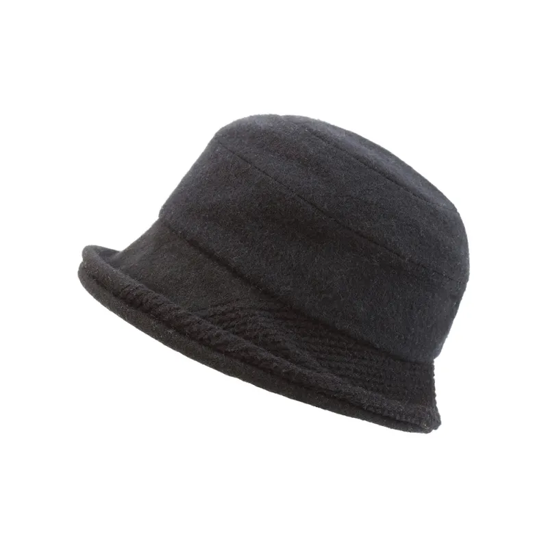 MARJAKURKI Sheep Wool Gray Square Round Face With Large Head Circumference Advanced Bucket Hat Women's-1