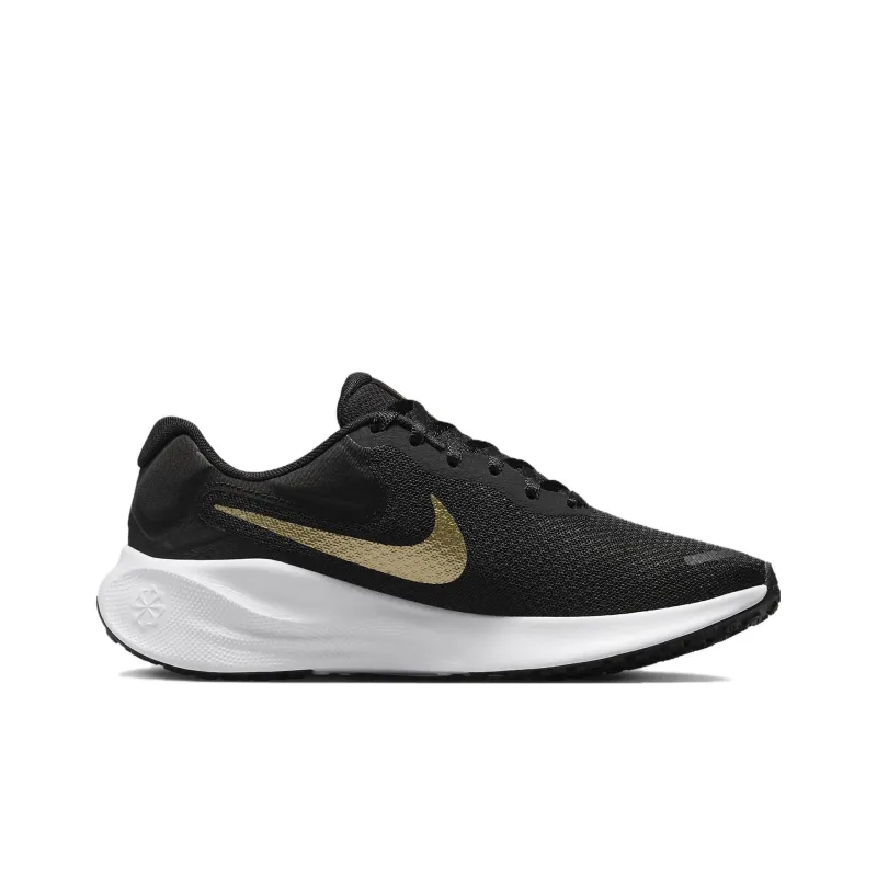 Nike Revolution 7 Black White Dark Smoke Grey Metallic Gold Women's-1