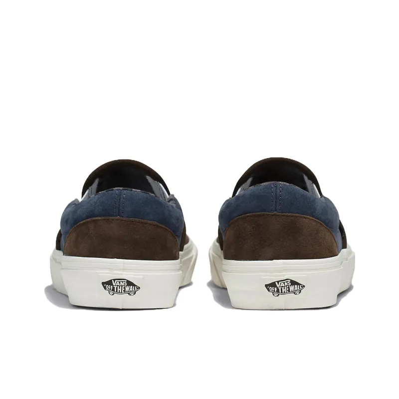 Vans Classic Slip On Pig Suede Shoes 'Plaid Brown Navy'-3